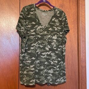 Camo V-Neck Top